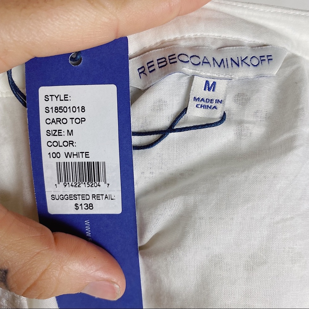 NWT REBECCA MINKOFF Caro Eyelet Ruffle Top White M - Picture 6 of 10